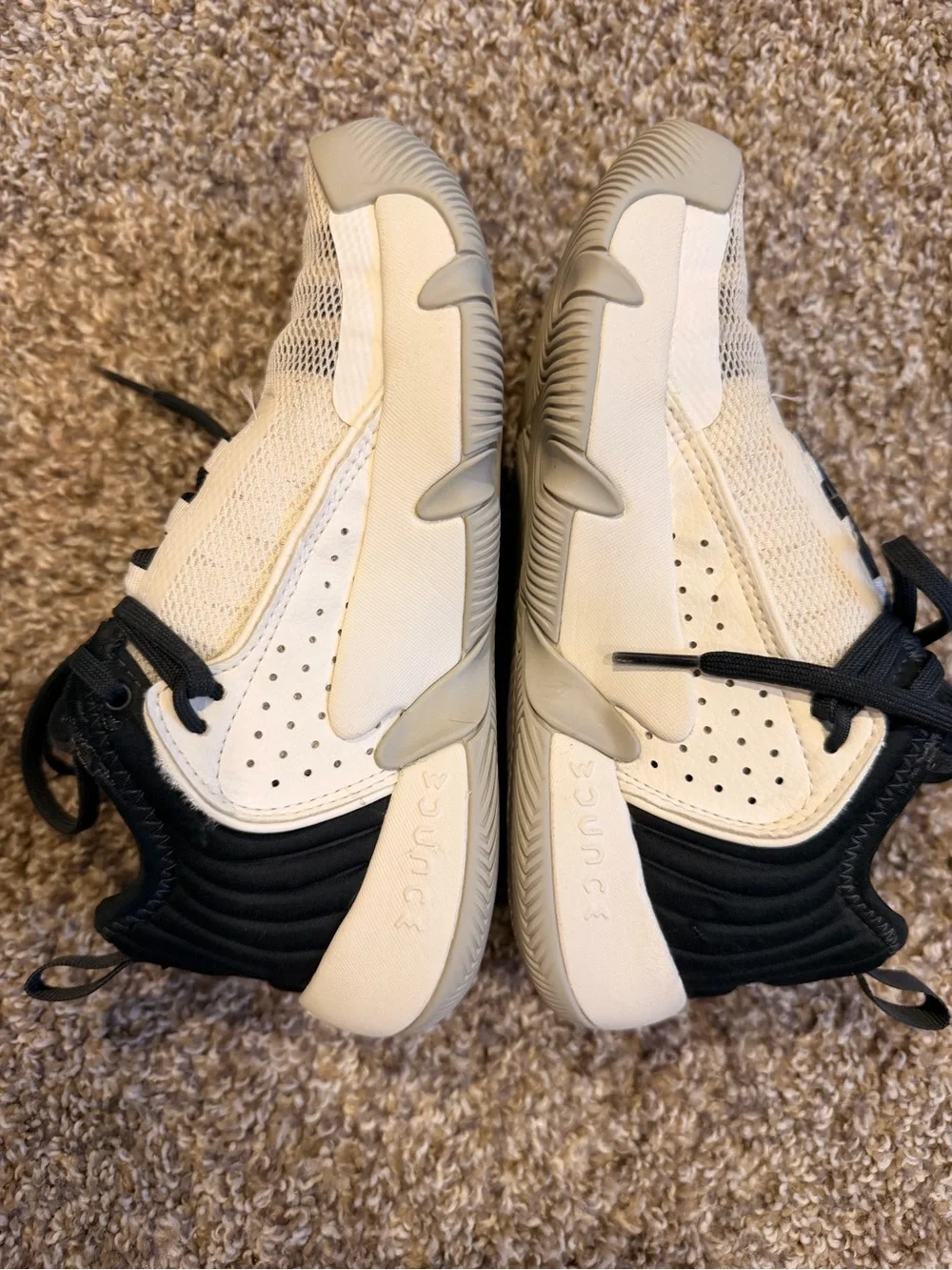 adidas Kids Cream and Black Low-Top basketball shoes